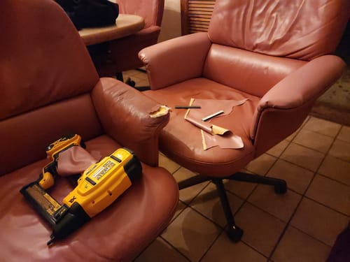 Customer photo review of Mauve Stretch Faux Leather