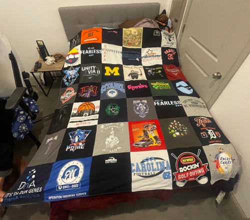 T-shirt quilt featuring football team, basketball team by Monica from TX