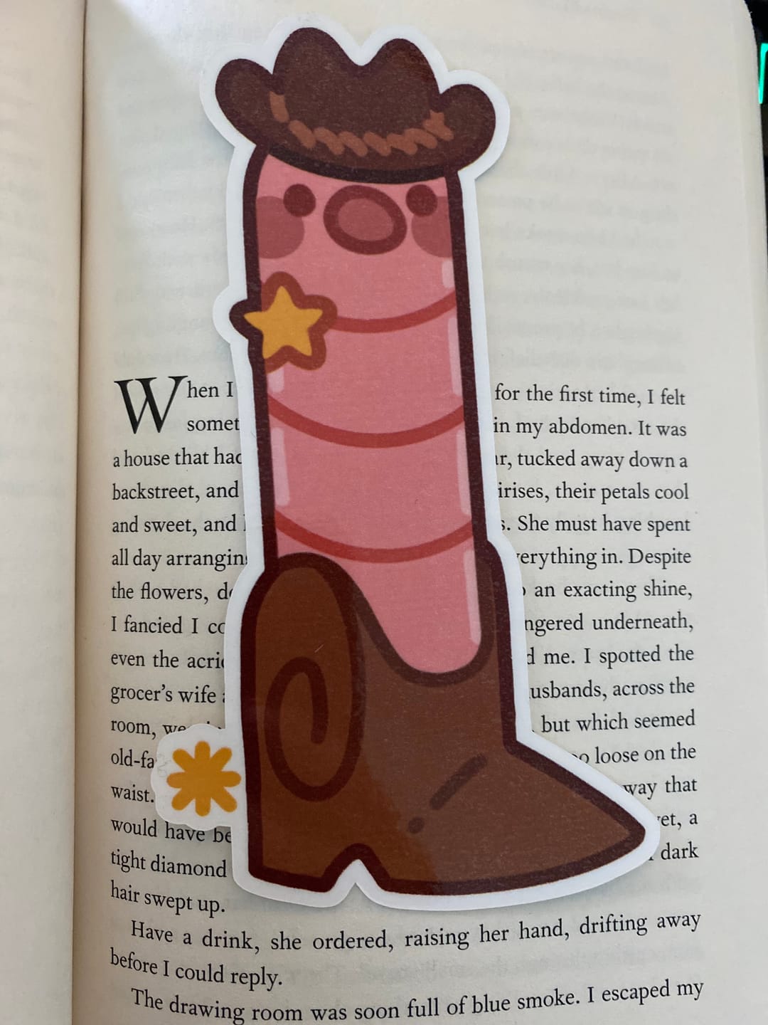 Customer photo review of Cowboy Boot Worm Bookmark