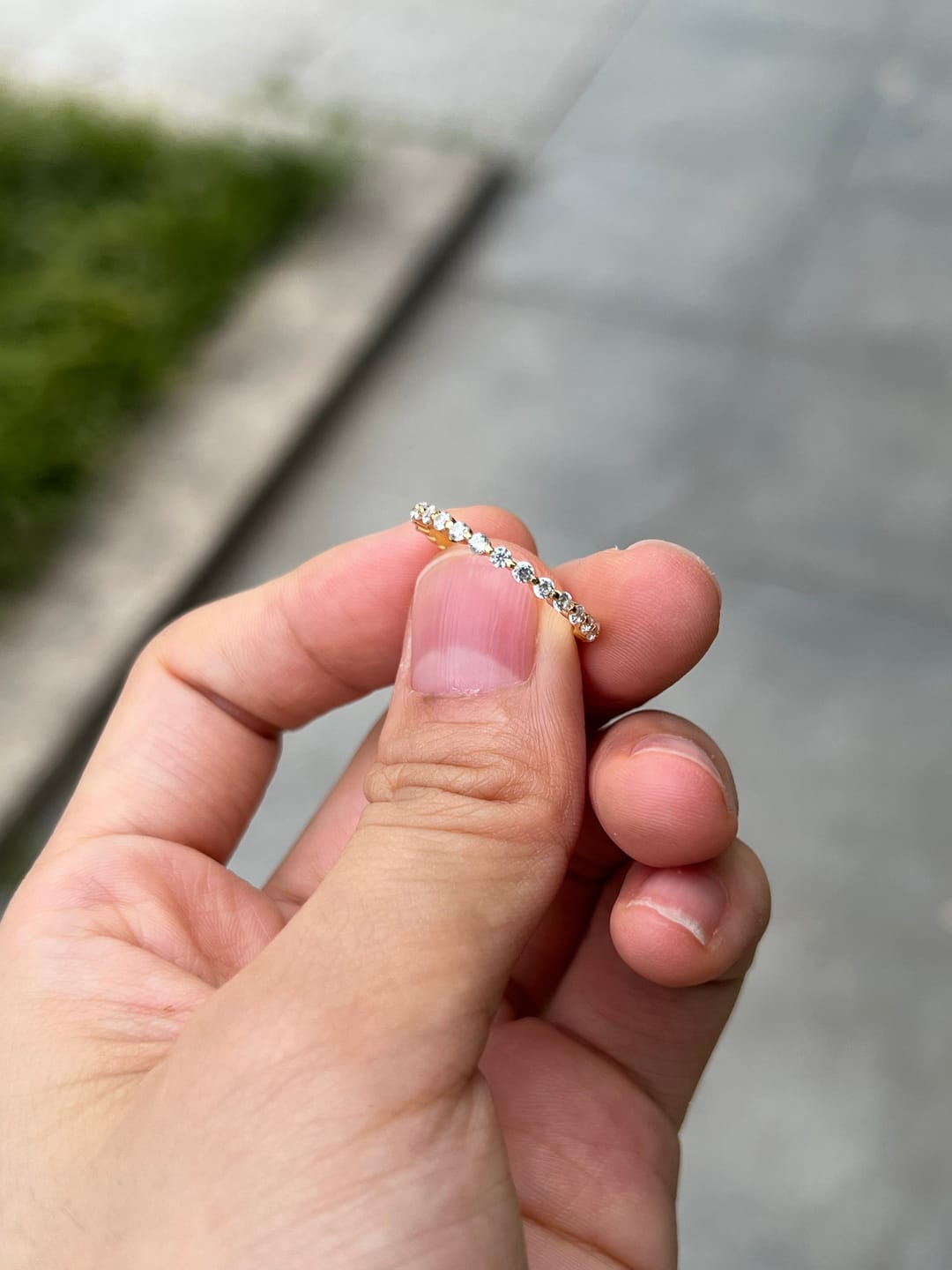 Customer photo review of Louily Classic Round Cut Full Eternity Wedding Band In Sterling Silver
