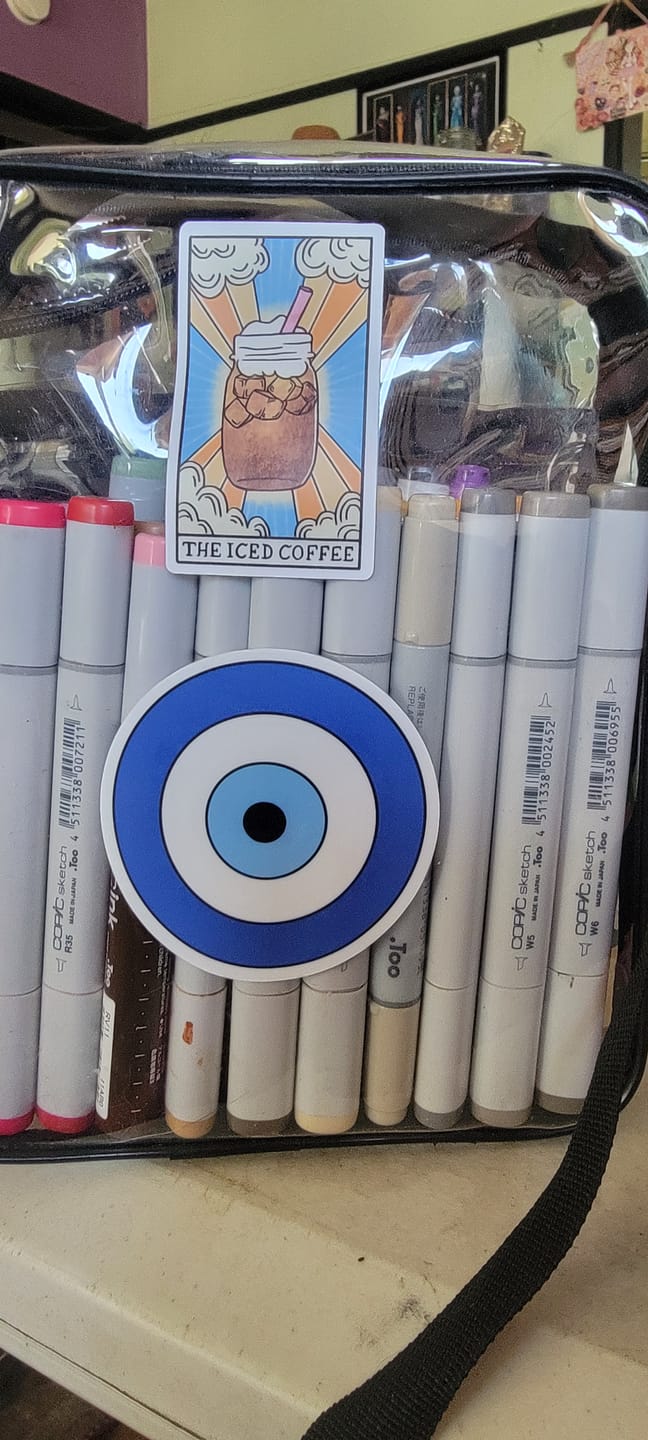 Customer photo review of "The Iced Coffee" Tarot Card Sticker