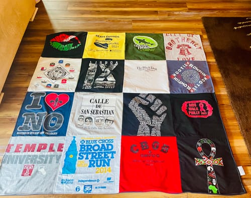 T-shirt quilt from temple university by LaShane from PA