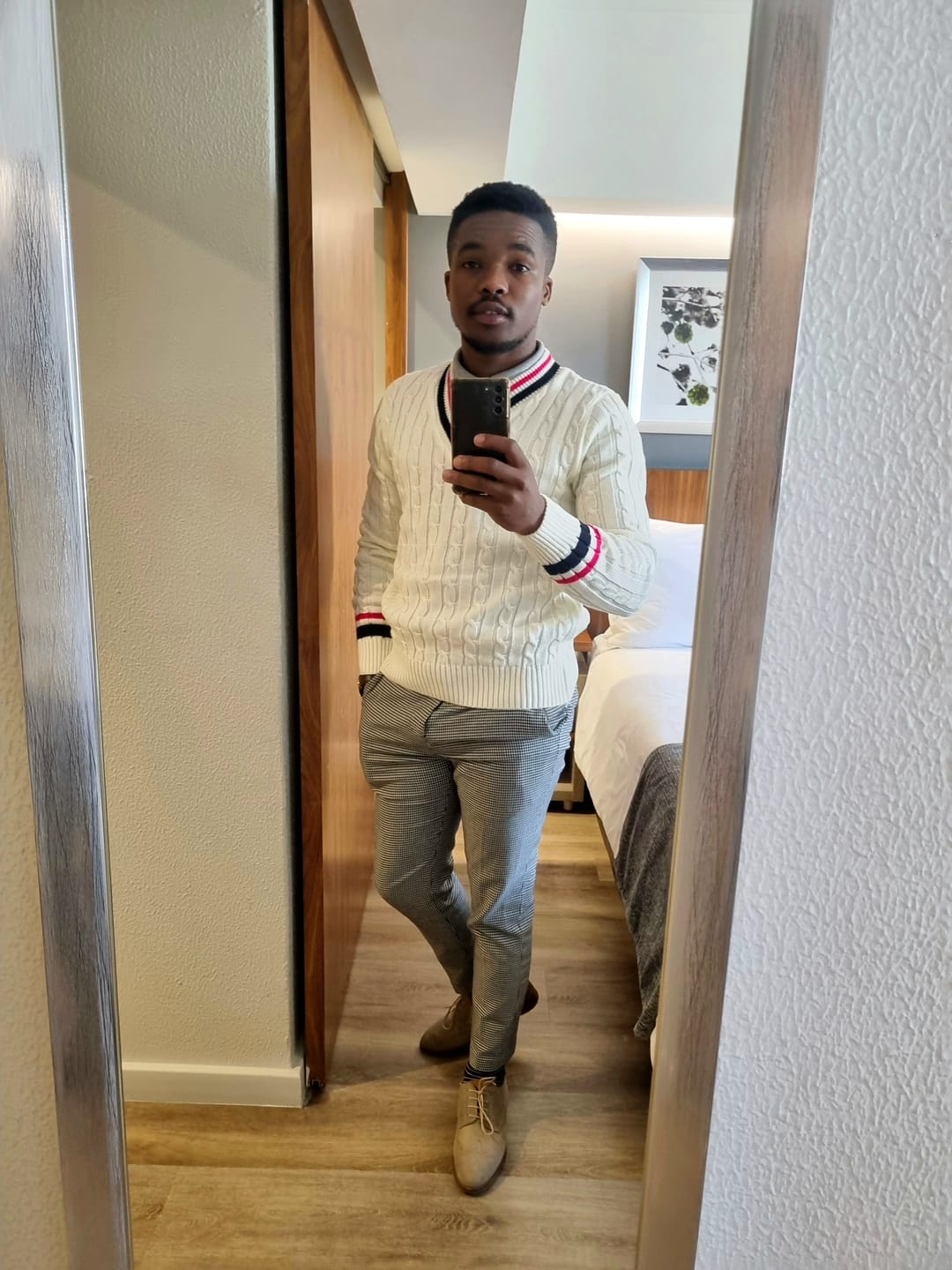 Customer photo review of Cream, Red & Blue Cricket Jersey