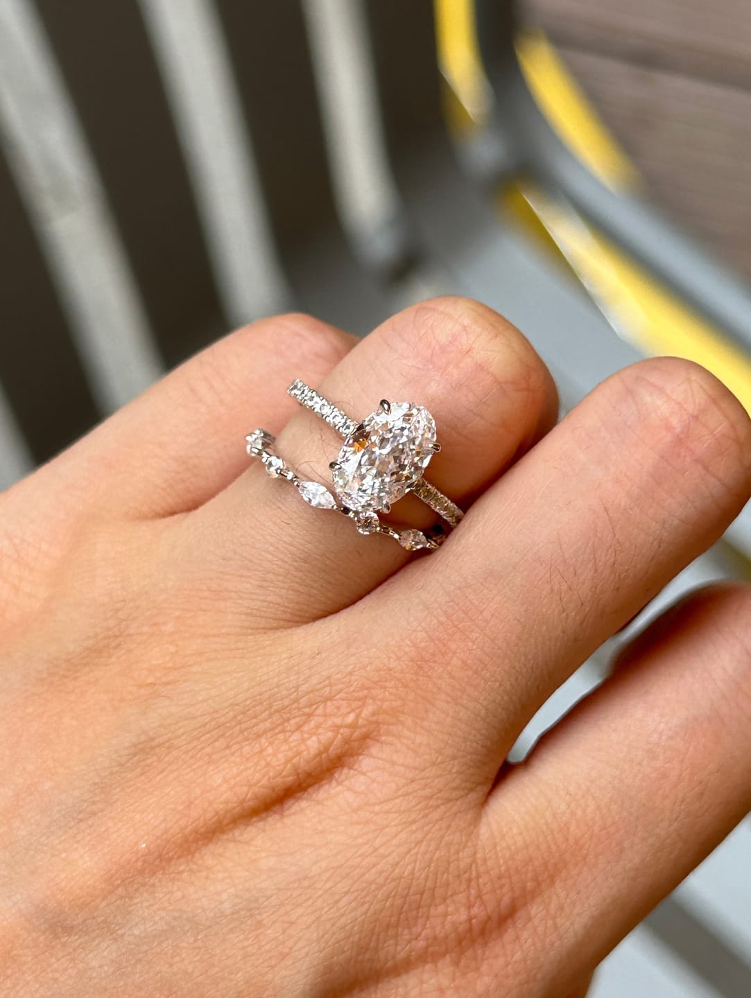 Customer photo review of S925 Attractive 2PC 2.5Ct Oval Cut Bridal Wedding Ring Set Stackable Ring Set For Daily Wear