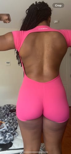Customer photo review of Pink Short Sleeve Backless Romper