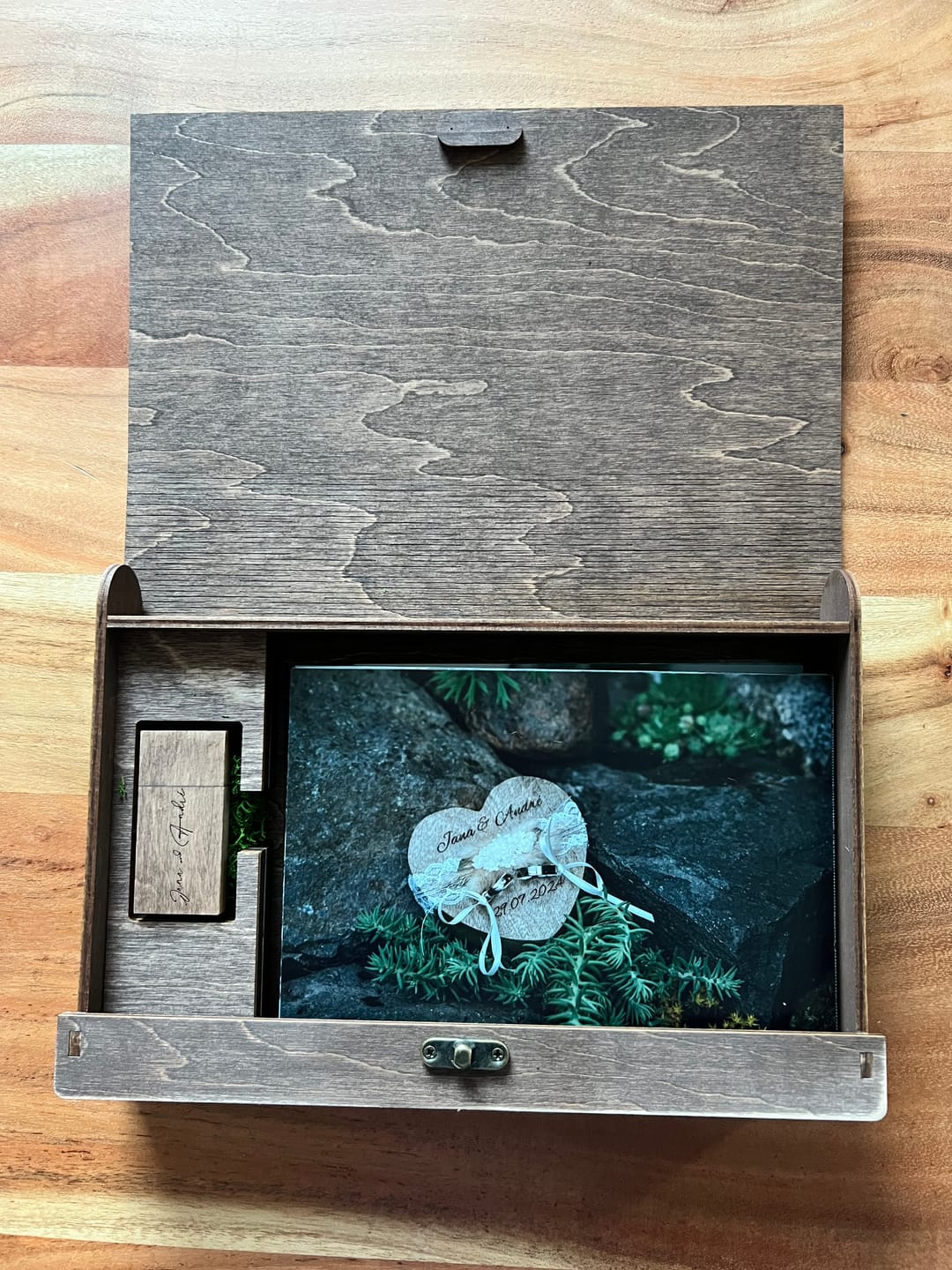 Customer photo review of Wedding Photo Box with USB Drive - Wooden Memory Print Box