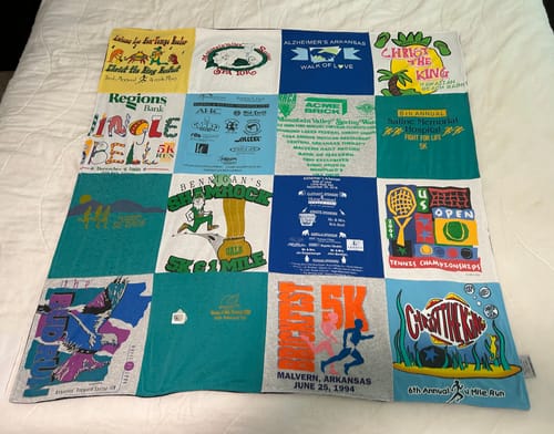 T-shirt quilt with sports, charity events themes by Danielle from TX