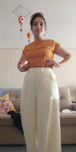 Jessica S. review of Calça Pantalona de Linho Graviola Off White image 1 out of 2