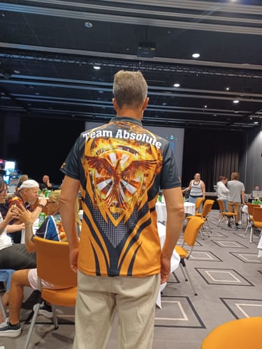 Customer photo review of Maxcorners Darts Flaming Phoenix Multicolor Option Customized Name, Team Name 3D Shirt (4 Colors)