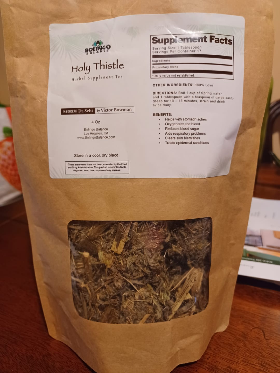 Customer photo review of HOLY THISTLE HERBAL SUPPLEMENT TEA