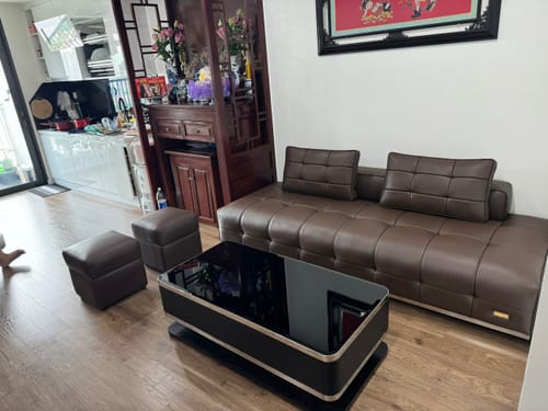 Customer photo review of Delicato - Bàn trà hình chữ nhật, mặt kính cường lực, khung inox sáng bóng