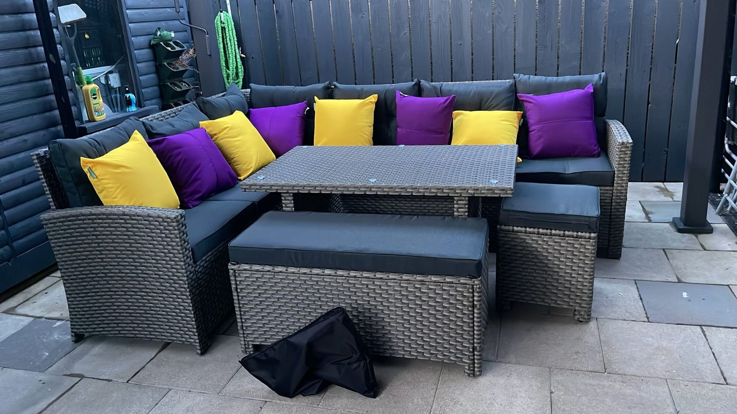 Customer photo review of Premium 18" Centre Join Water Resistant Scatter Cushion | Indoor Outdoor Plain Cushions