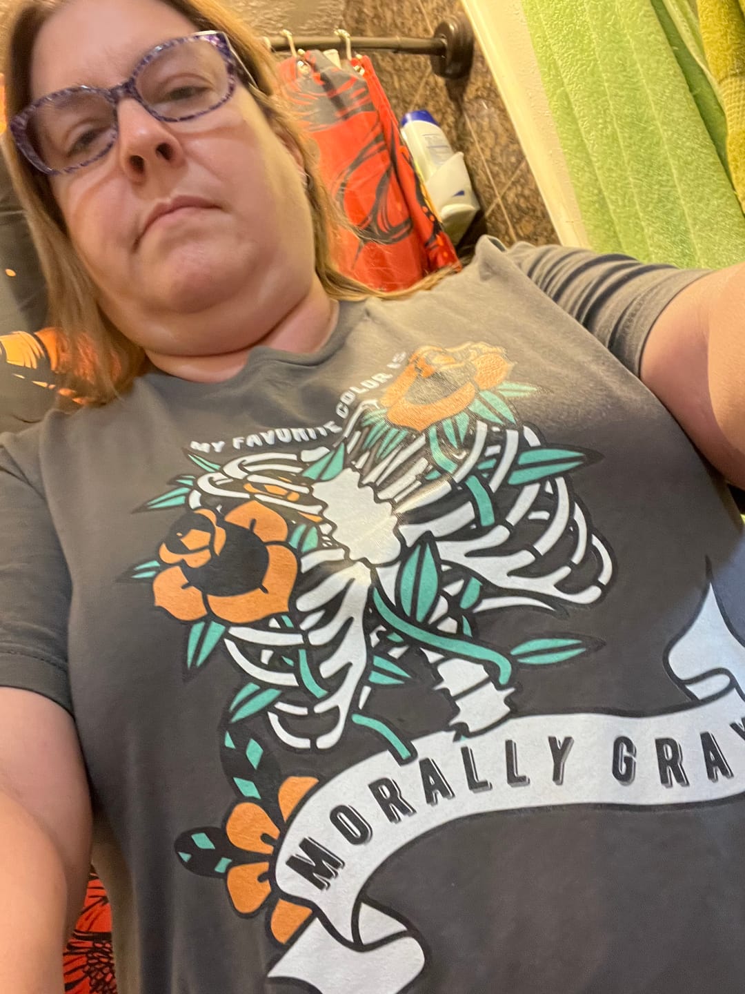 Customer photo review of my favorite color is morally gray t-shirt