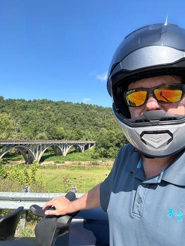 Customer photo review of Daytona Glide Modular Motorcycle Helmet - DOT Approved, Bluetooth Ready, Dual Visor, Men/Women/Youth- Silver Metallic