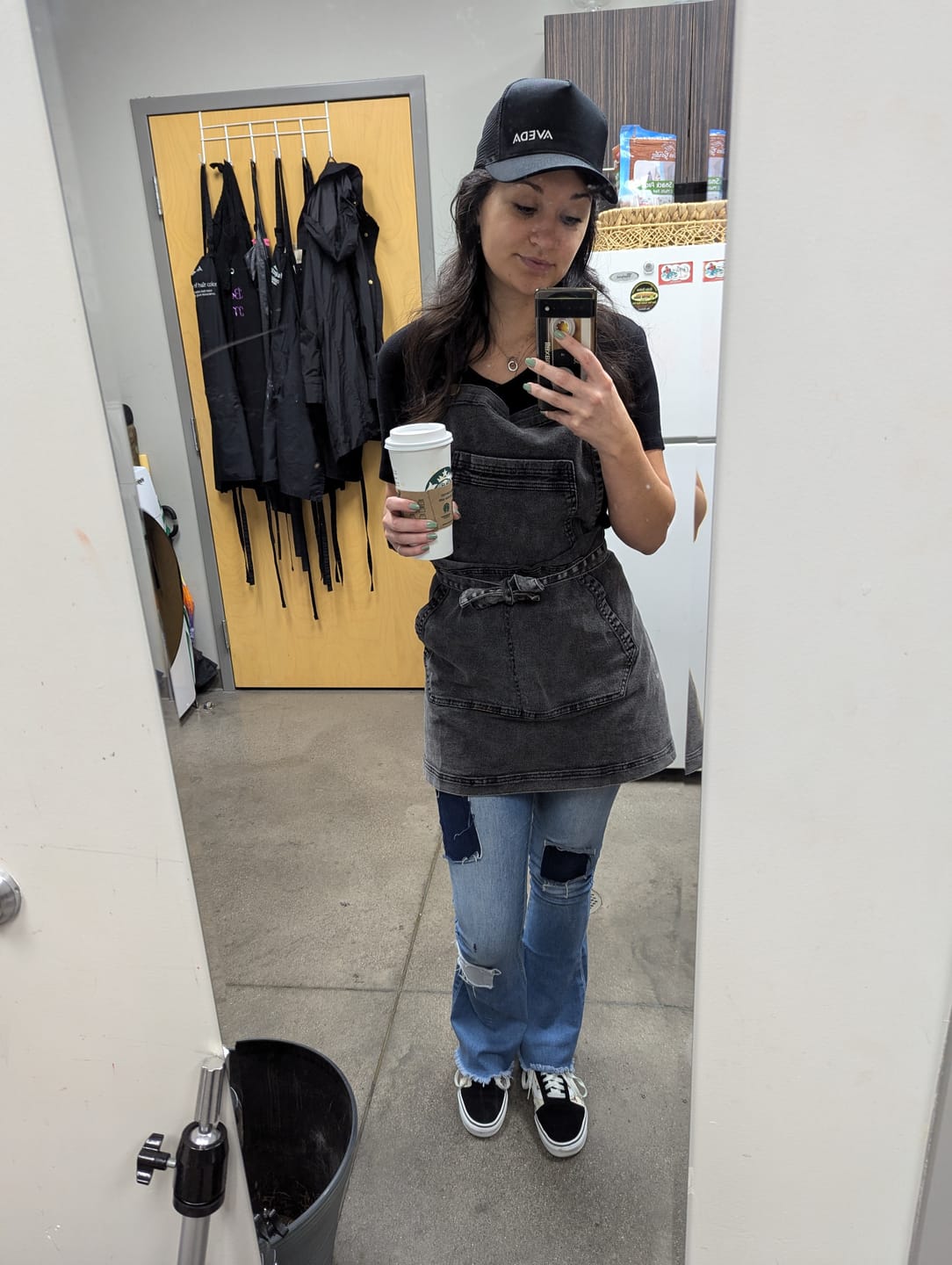 Customer photo review of Over Shoulder Black Acid Washed Apron