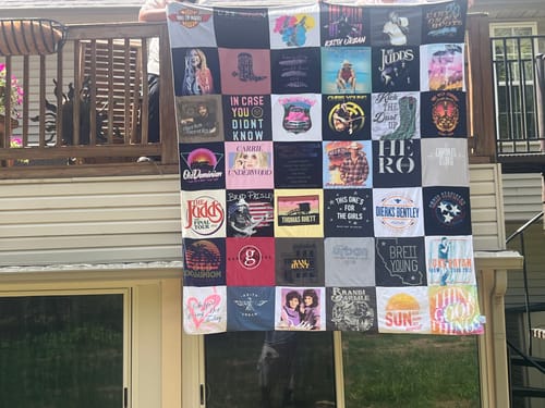 T-shirt quilt with music, country music themes by Sherry from TN