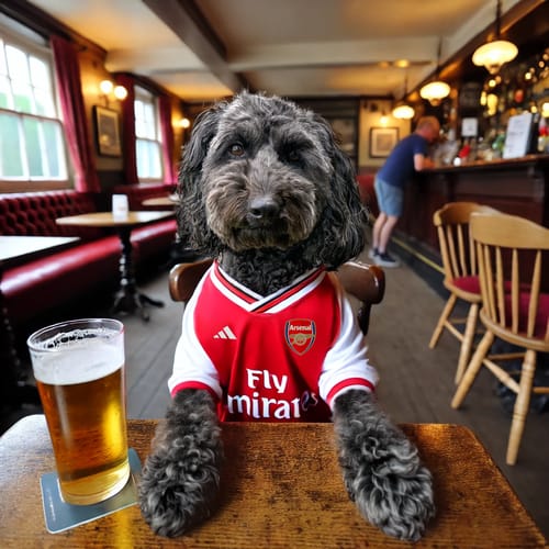Customer photo review of Personalised Football Dog/Cat Art