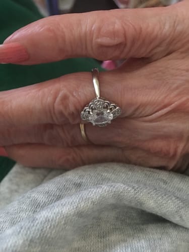 Customer photo review of Halo Flower Oval CZ Ring in Sterling Silver