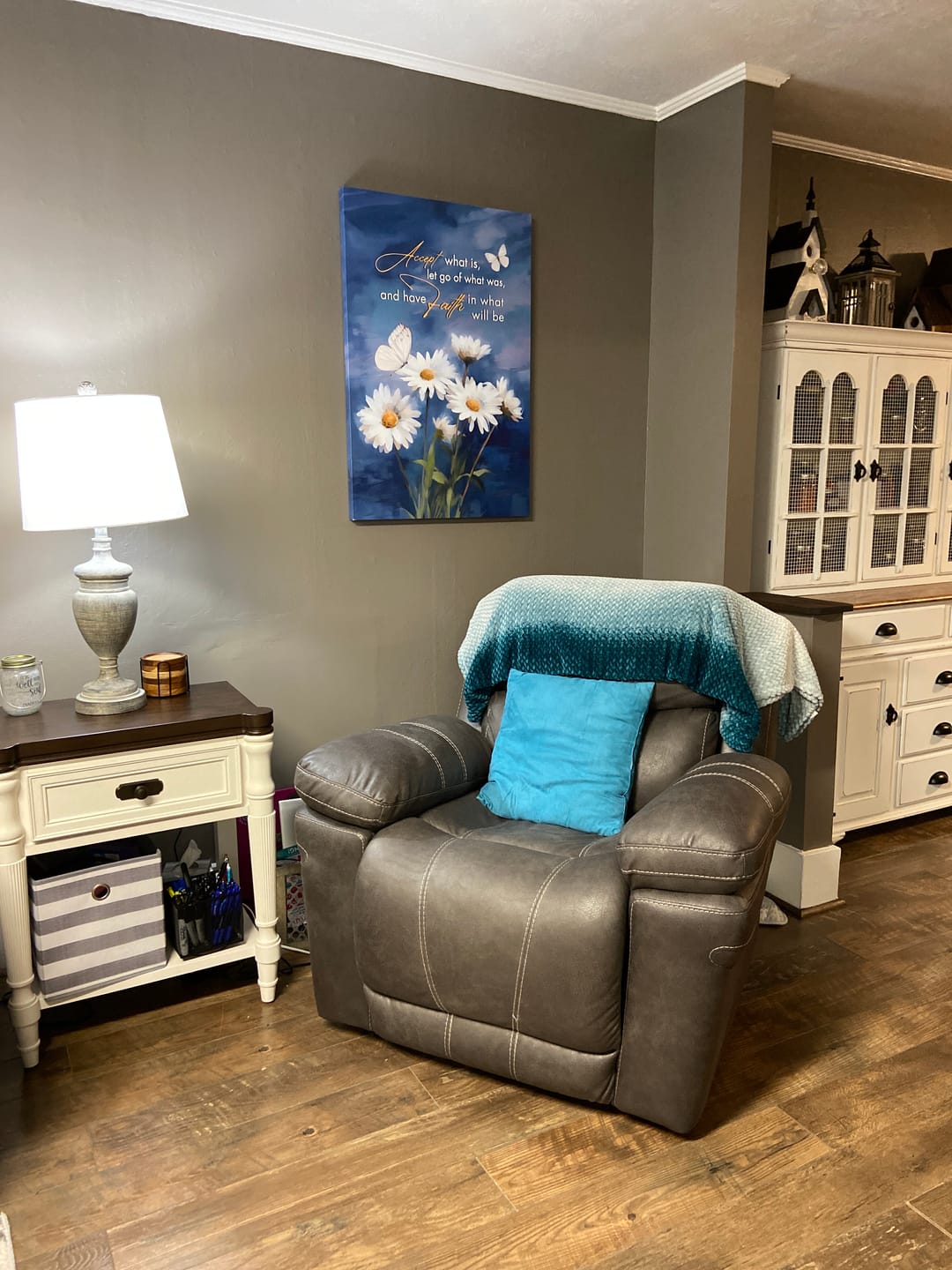 Customer photo review of Accept What is Let Go of What Was, Daisies and Butterflie, Christian Wall Art Canvas
