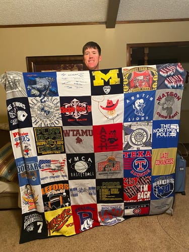 T-shirt quilt featuring texas longhorns, dallas cowboys by Karen from TX