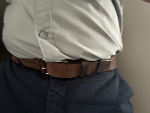 Customer photo review of The Spartan Belt - Brown Leather Belt With Leather Wrapped Buckle