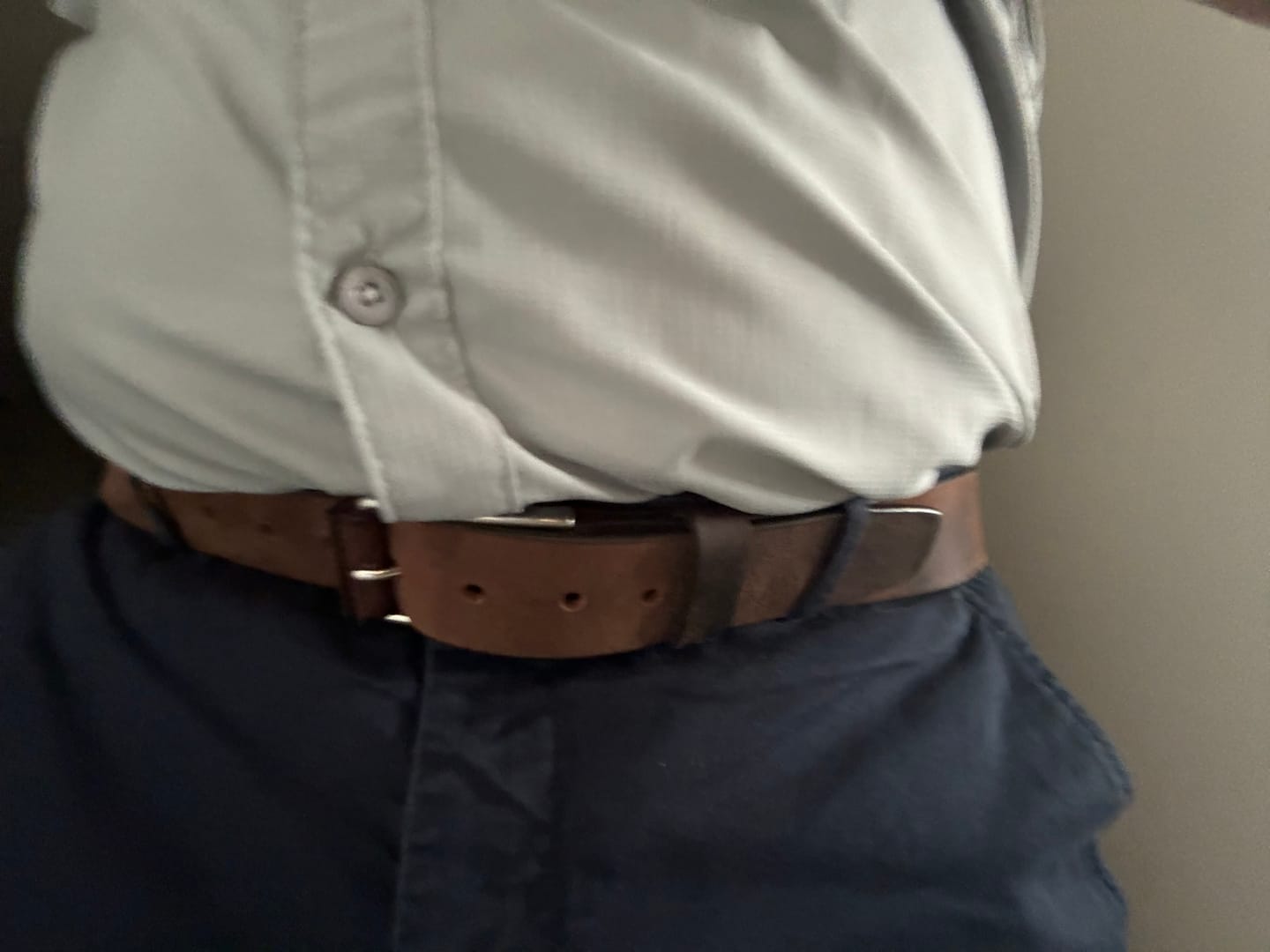 Customer photo review of The Spartan Belt - Brown Leather Belt With Leather Wrapped Buckle