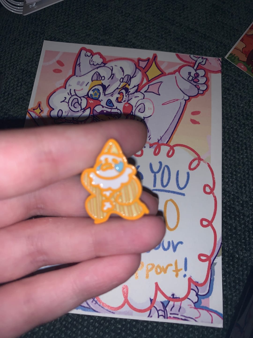 Customer photo review of Cute Lil Clown Enamel Pins