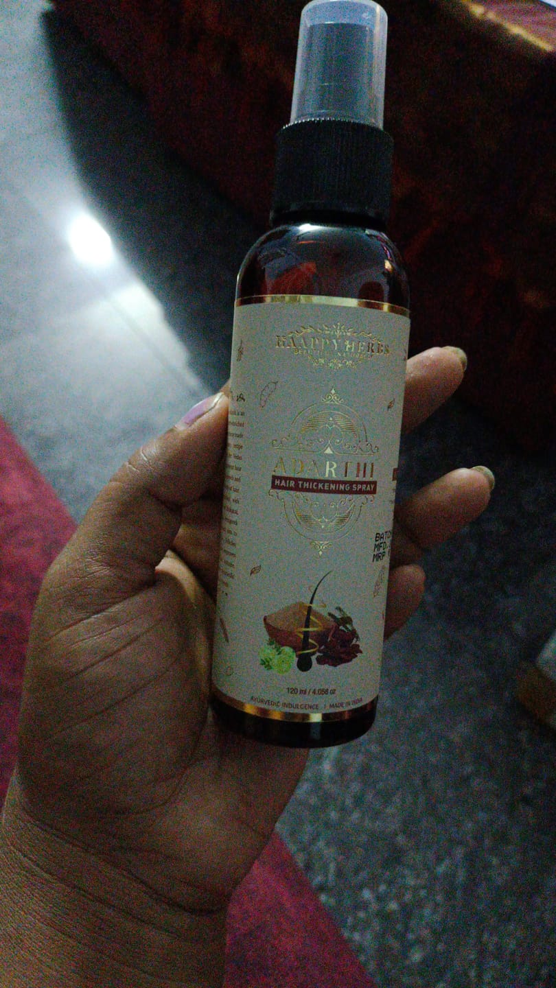 Customer photo review of Adarthi Hair Thickening Spray - 120 ml