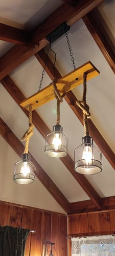 Customer photo review of Lampara Colgante Madera Rustica Industrial