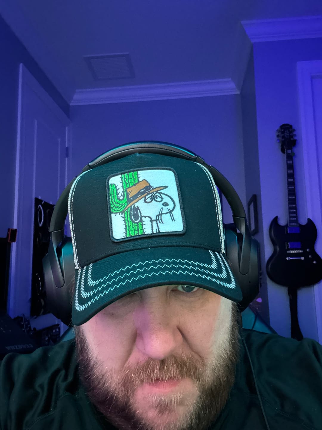 Customer photo review of OVERLORD X Peanuts: Spike Trucker Cap