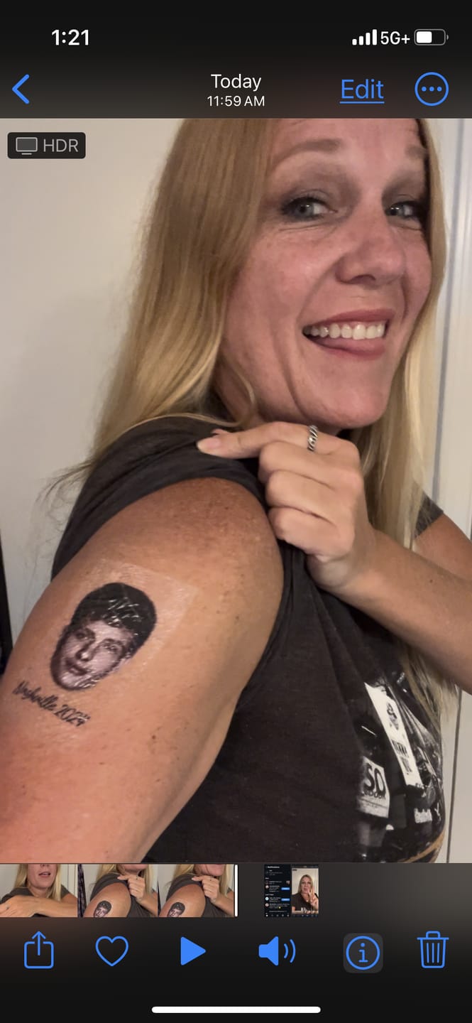 Customer photo review of Face Cut-Out Photo with Text Temporary Tattoo