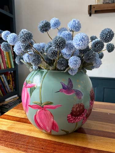 Customer photo review of Zijden Kiku Bloemen - Blauwgrijs (10 stengels)