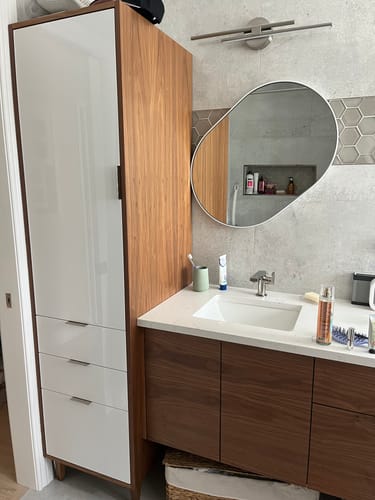 Customer photo review of Sidney Gloss White Linen Cabinet