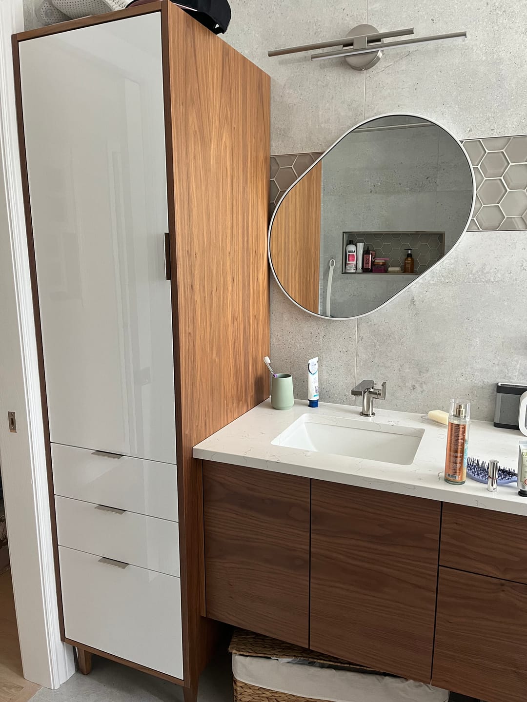 Customer photo review of Sidney Gloss White Linen Cabinet