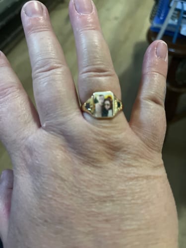 Customer photo review of Personalized Stained Glass Background Photo Birthstone Ring