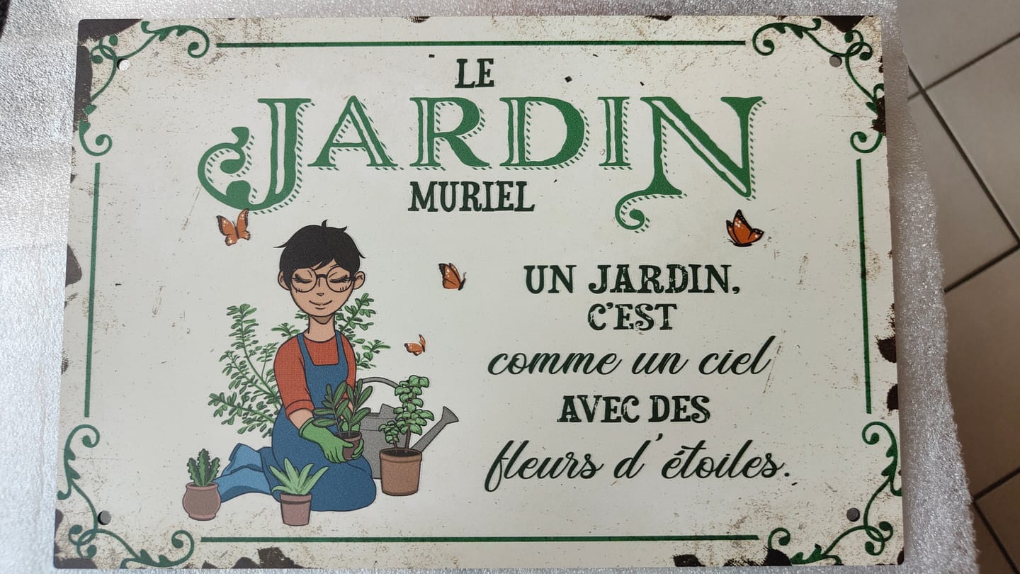 Customer photo review of Joie dans le jardin – Outdoor-Pancarte de porte