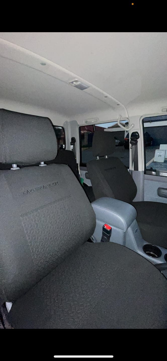 Customer photo review of Toyota Landcruiser 79 Series Dual Cab Premium Neoprene 2x Front Seat Covers (Made to Order)