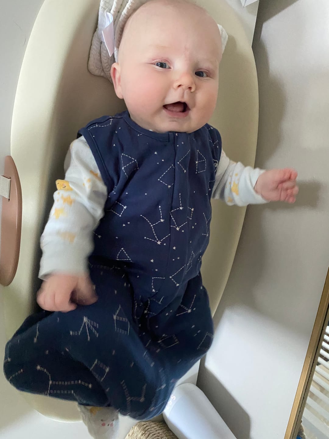 Customer photo review of 4 Season® Baby Sleep Bag with Feet, Merino Wool & Organic Cotton, Night Sky™