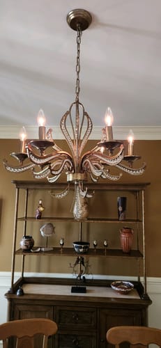 Customer photo review of 6-Light Vintage Candle Style Chandelier Crystal Beads