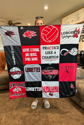 T-shirt quilt featuring lobarettes volleyball by Sandy from TX