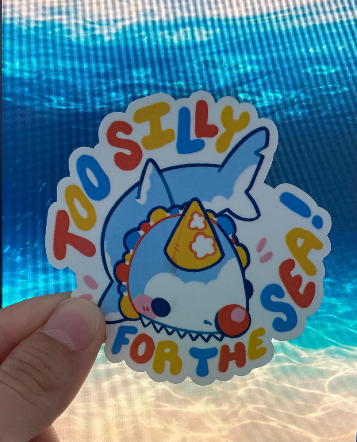 Customer photo review of Too Silly for the Sea Clown Shark Sticker