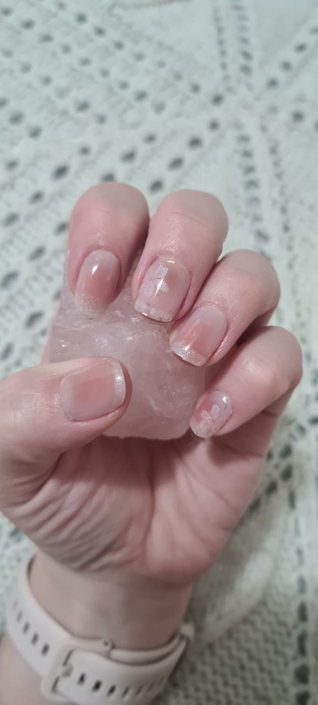 Customer photo review of Blushing Sakura DIY Semicured Gel Nail Sticker Kit (LIMITED EDITION)