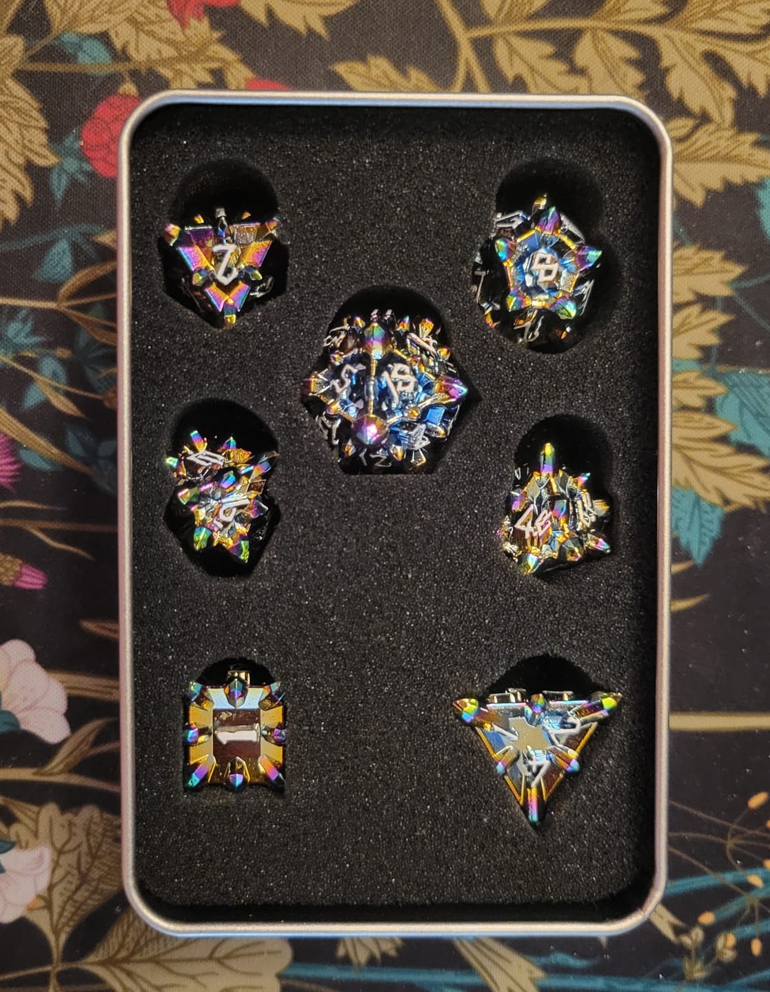 Customer photo review of Asteroid Fields Metal Dice Set - Iris