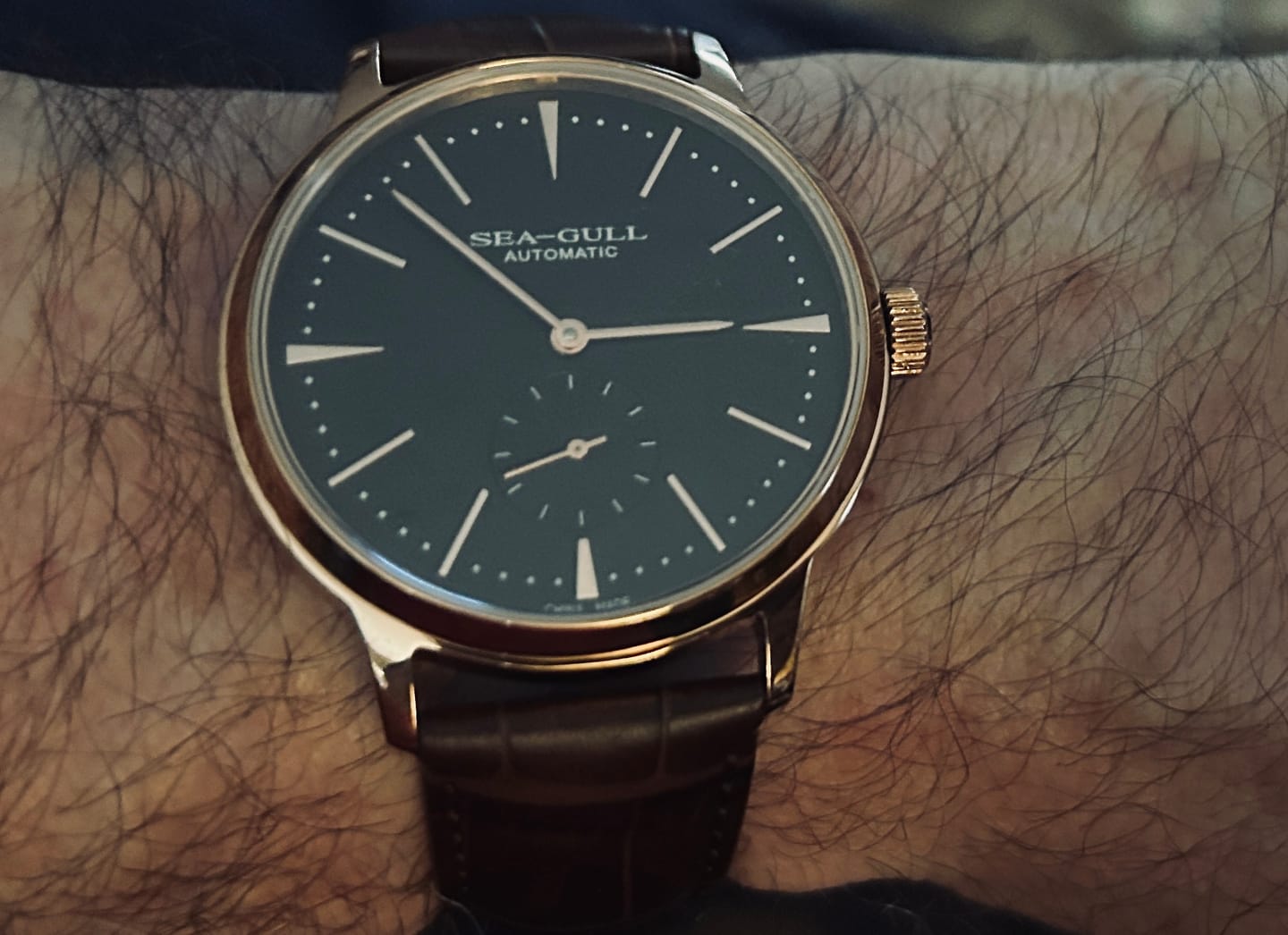 Customer photo review of Small Triple Hands | Business | Seconds Sub-dial | 40mm