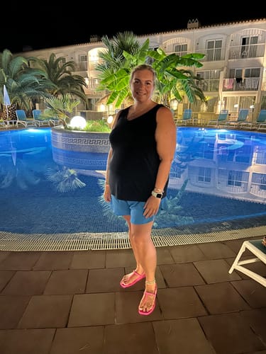 Customer photo review of High Waisted Floaty Shorts 'Lucy' - Anti Chafing - Blue