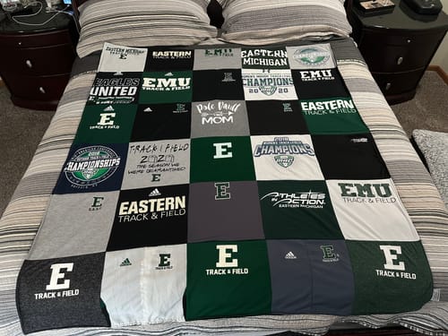 T-shirt quilt featuring eastern michigan university track and field by Colleen from OH