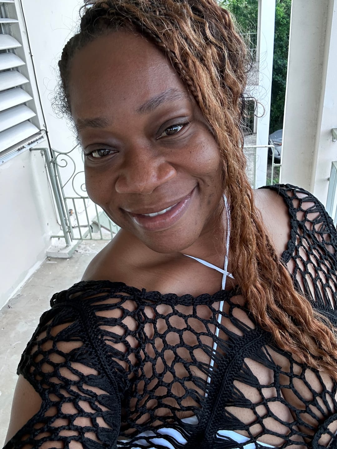 Customer photo review of Ombre Brown Crochet Boho Box Braids with Human Hair Curls