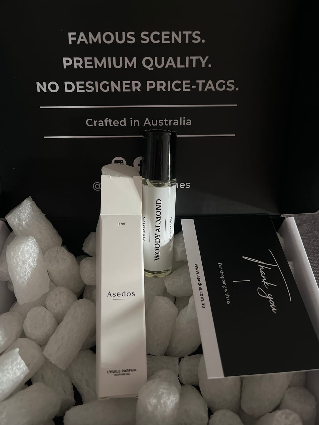 Customer photo review of WOODY ALMOND PERFUME OIL