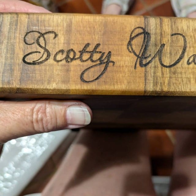 Customer photo review of Personalized Walnut  End Grain Cutting Board