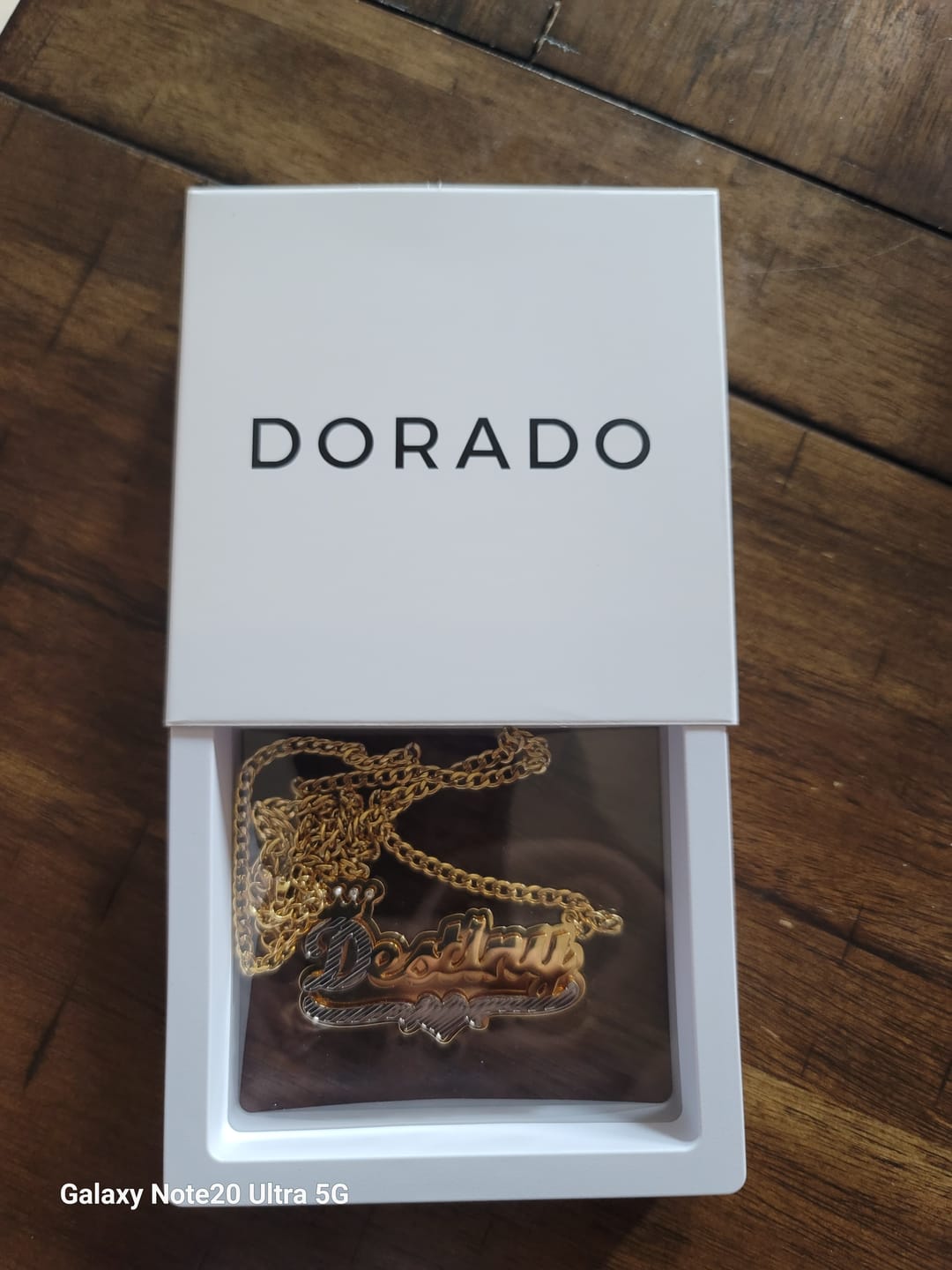 Customer photo review of Double Plated Royal Name Necklace w/ Cuban Chain